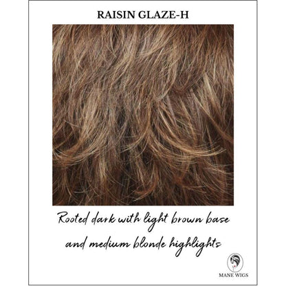 Raisin Glaze-H-Rooted dark with light brown base and medium blonde highlights