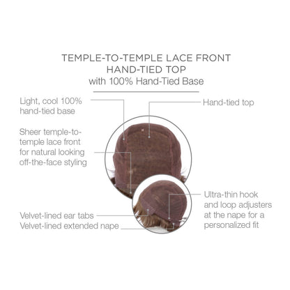 Temple to temple lace front hand tied top with 100% Hand-Tied Base