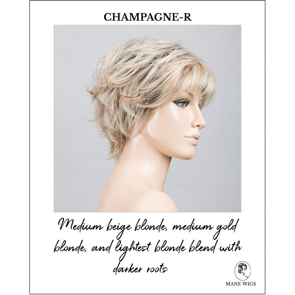 Relax by Ellen Wille in Champagne-R-Medium beige blonde, medium gold blonde, and lightest blonde blend with darker roots