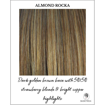 Almond Rocka-Dark golden brown base with 50/50 strawberry blonde & bright copper highlights