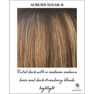 Auburn Sugar-R-Rooted dark with a medium auburn base and dark strawberry blonde highlight