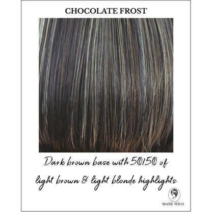 Chocolate Frost-Dark brown base with 50/50 of light brown & light blonde highlights