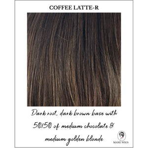 Coffee Latte-R-Dark root, dark brown base with 50/50 of medium chocolate & medium golden blonde