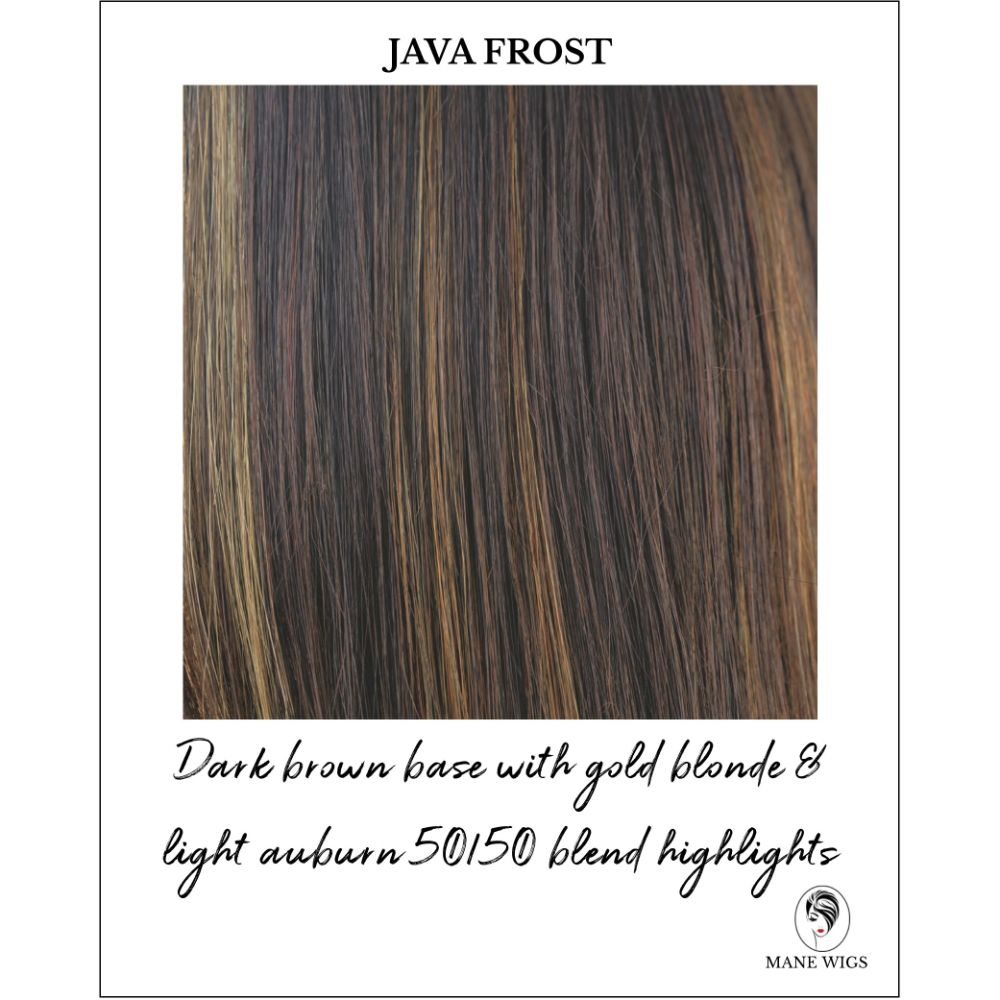 Java Frost-Dark brown base with gold blonde & light auburn 50/50 blend highlights