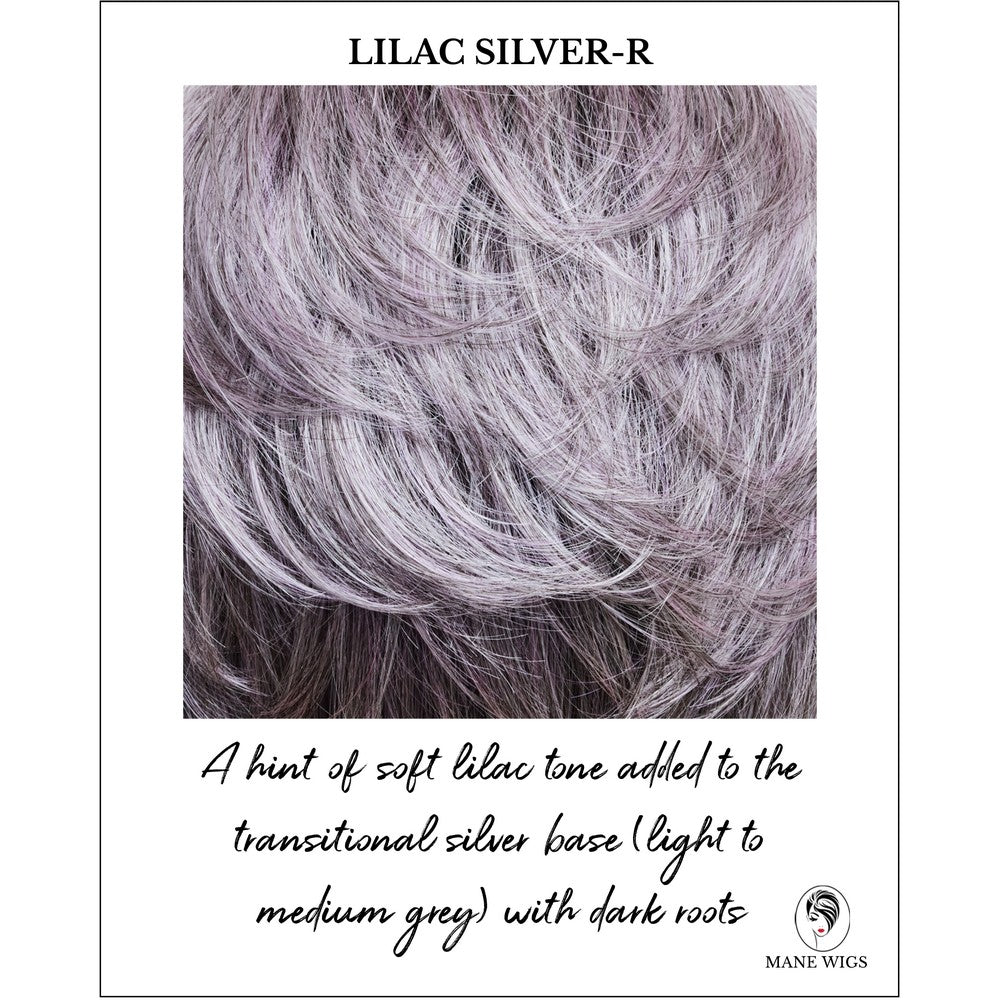 Lilac Silver-R-A hint of soft lilac tone added to the transitional silver base (light to medium grey) with dark roots