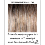 Load image into Gallery viewer, Melted Marshmallow-3-tone color transforming from dark warm brown root to warm light blonde base, then to white blonde tip 
