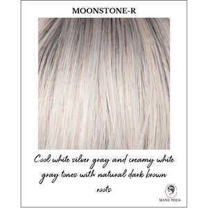 Moonstone-R-Blend of gray and light ash blonde highlights and dark ash brown root