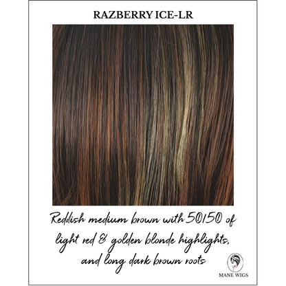 Razberry Ice-LR-Rooted with reddish medium brown base and 50/50 of light red & golden blonde highlights