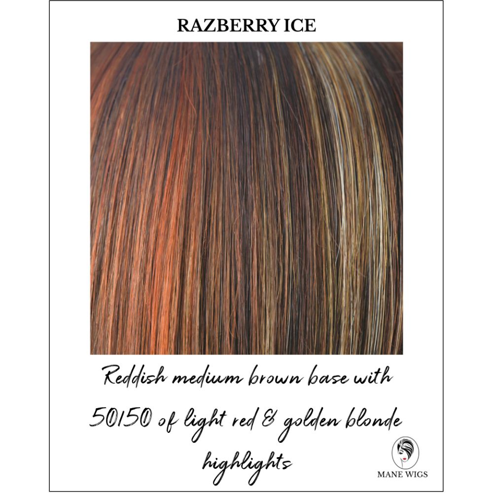 Razberry Ice-Reddish medium brown base with 50/50 of light red & golden blonde highlights