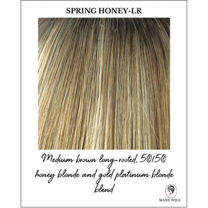 Spring Honey-LR-Medium brown long-rooted, 50/50 honey blonde and gold platinum blonde blend