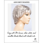 Load image into Gallery viewer, Rica by Ellen Wille in Ash Grey Shaded-Grey with 10% brown, silver white, and vanilla blonde blend with shaded roots
