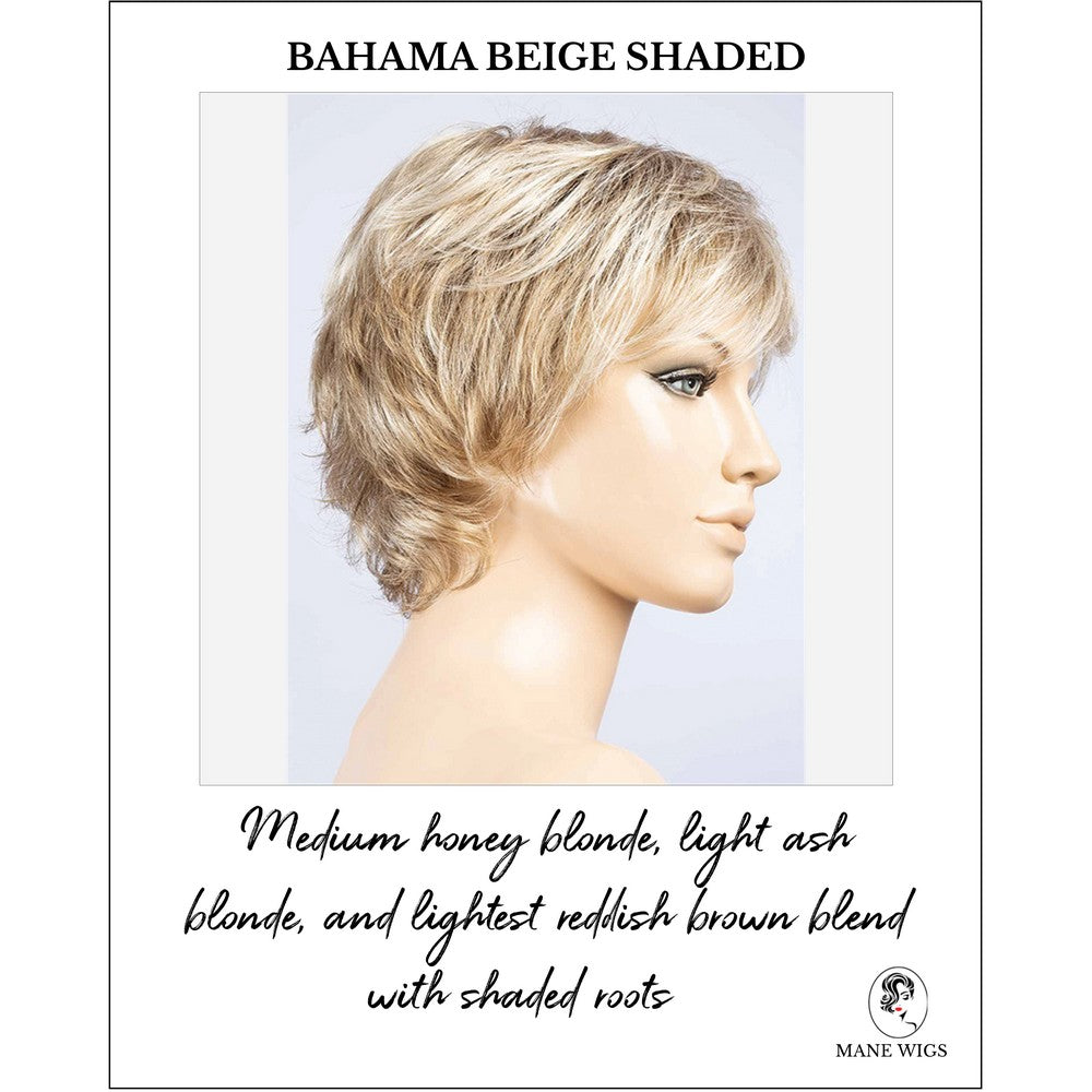 Rica by Ellen Wille in Bahama Beige Shaded-Medium honey blonde, light ash blonde, and lightest reddish brown blend with shaded roots