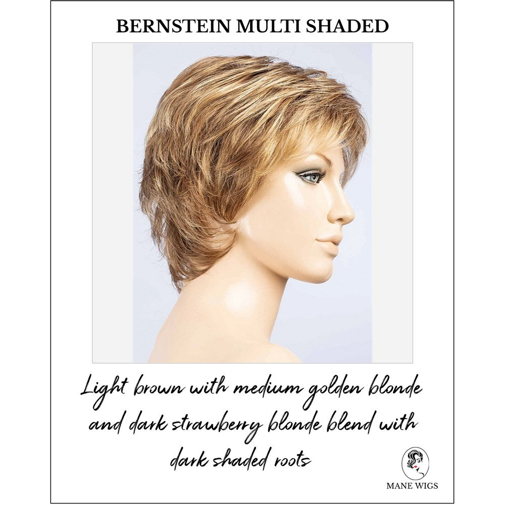 Rica by Ellen Wille in Bernstein Multi Shaded-Light brown with medium golden blonde and dark strawberry blonde blend with dark shaded roots