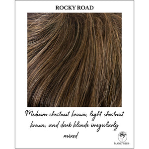 Rocky Road-Medium chestnut brown, light chestnut brown, and dark blonde irregularly mixed
