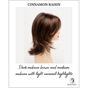 Rose by Envy in Cinnamon Raisin-Dark auburn brown and medium auburn with light caramel highlights