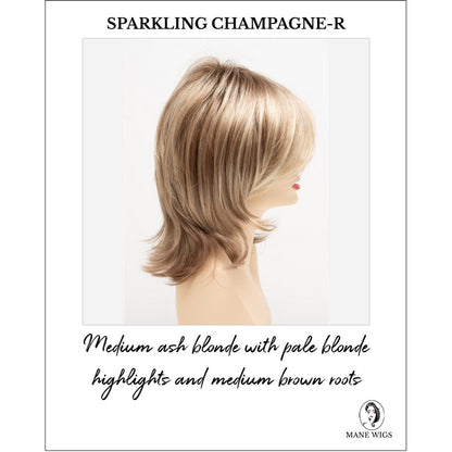 Rose by Envy in Sparkling Champagne-R-Medium ash blonde with pale blonde highlights and medium brown roots