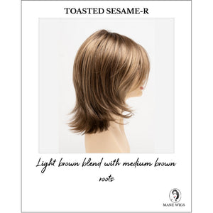 Rose by Envy in Toasted Sesame-R-Light brown blend with medium brown roots