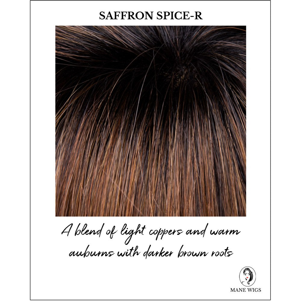 Saffron Spice-R-A blend of light coppers and warm auburns with darker brown roots