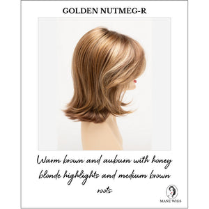 Sam by Envy in Golden Nutmeg-R-Warm brown and auburn with honey blonde highlights and medium brown roots