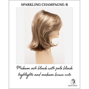 Sam by Envy in Sparkling Champagne-R-Medium ash blonde with pale blonde highlights and medium brown roots