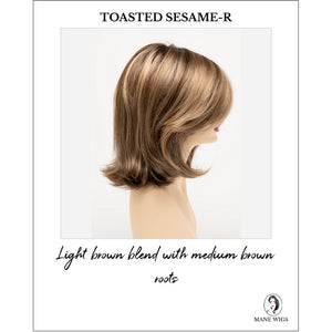 Sam by Envy in Toasted Sesame-R-Light brown blend with medium brown roots