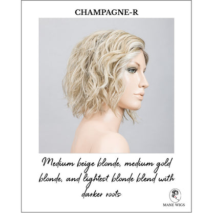 Scala wig by Ellen Wille in Champagne-R-Medium beige blonde, medium gold blonde, and lightest blonde blend with darker roots