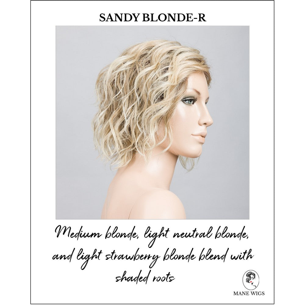 Scala wig by Ellen Wille in Sandy Blonde-R-Medium blonde, light neutral blonde, and light strawberry blonde blend with shaded roots
