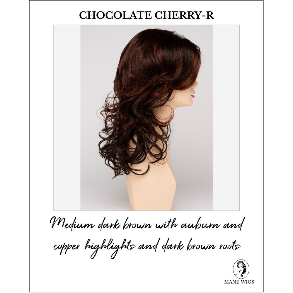 Selena By Envy in Chocolate Cherry-R-Medium dark brown with auburn and copper highlights and dark brown roots
