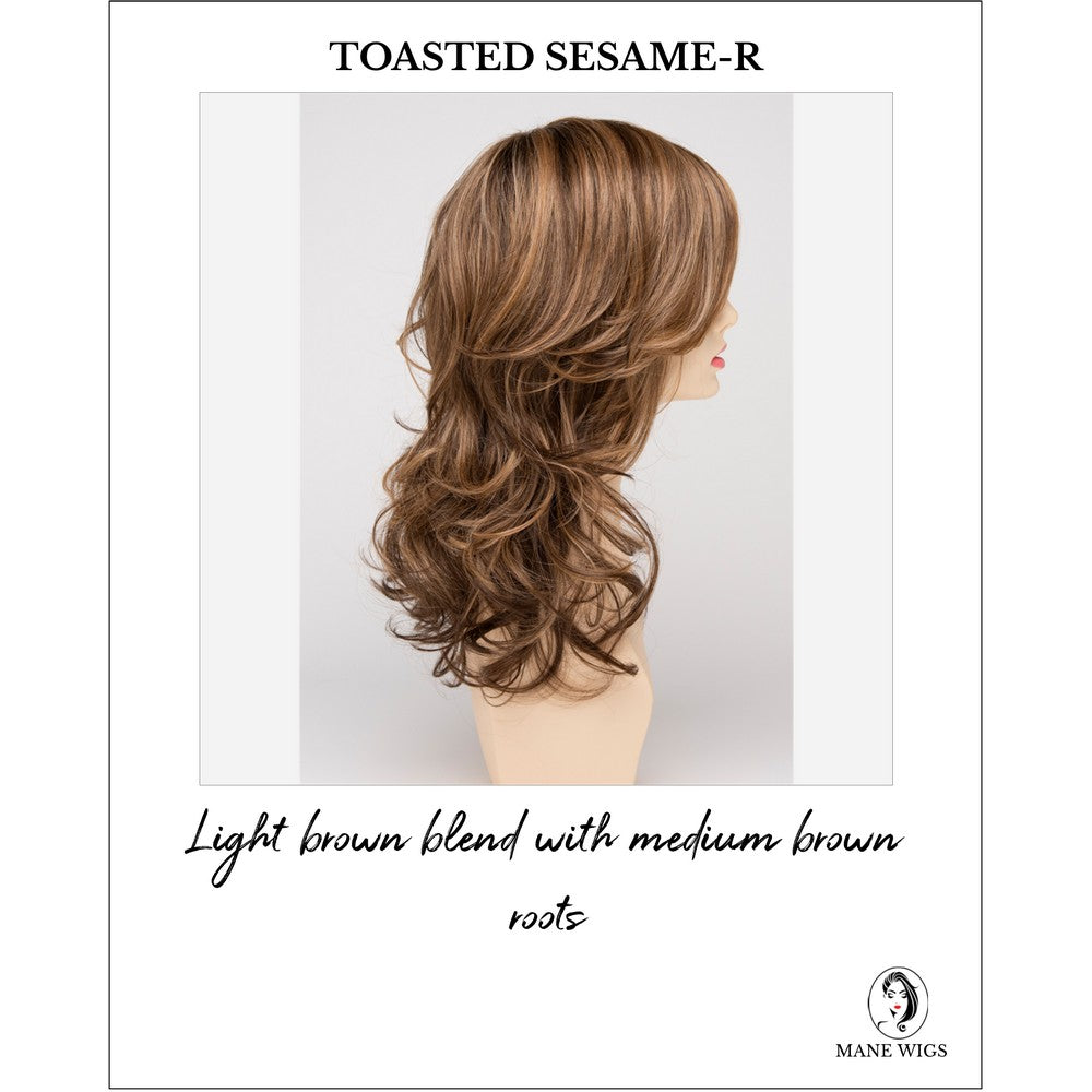 Selena By Envy in Toasted Sesame-R-Light brown blend with medium brown roots