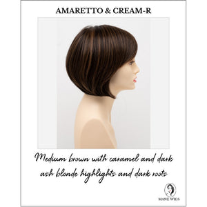 Shyla By Envy in Amaretto & Cream-R-Medium brown with caramel and dark ash blonde highlights and dark roots
