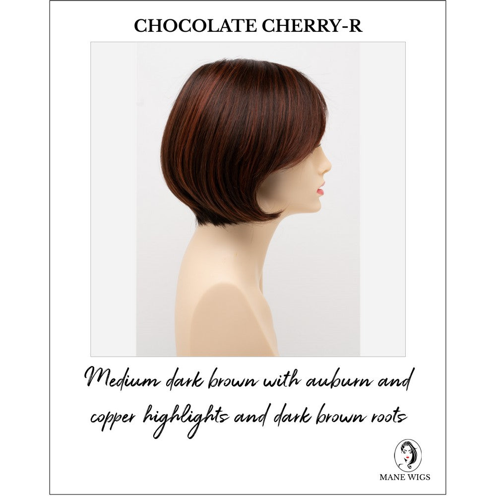 Shyla By Envy in Chocolate Cherry-R-Medium dark brown with auburn and copper highlights and dark brown roots