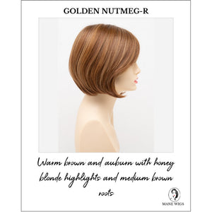 Shyla By Envy in Golden Nutmeg-R-Warm brown and auburn with honey blonde highlights and medium brown roots