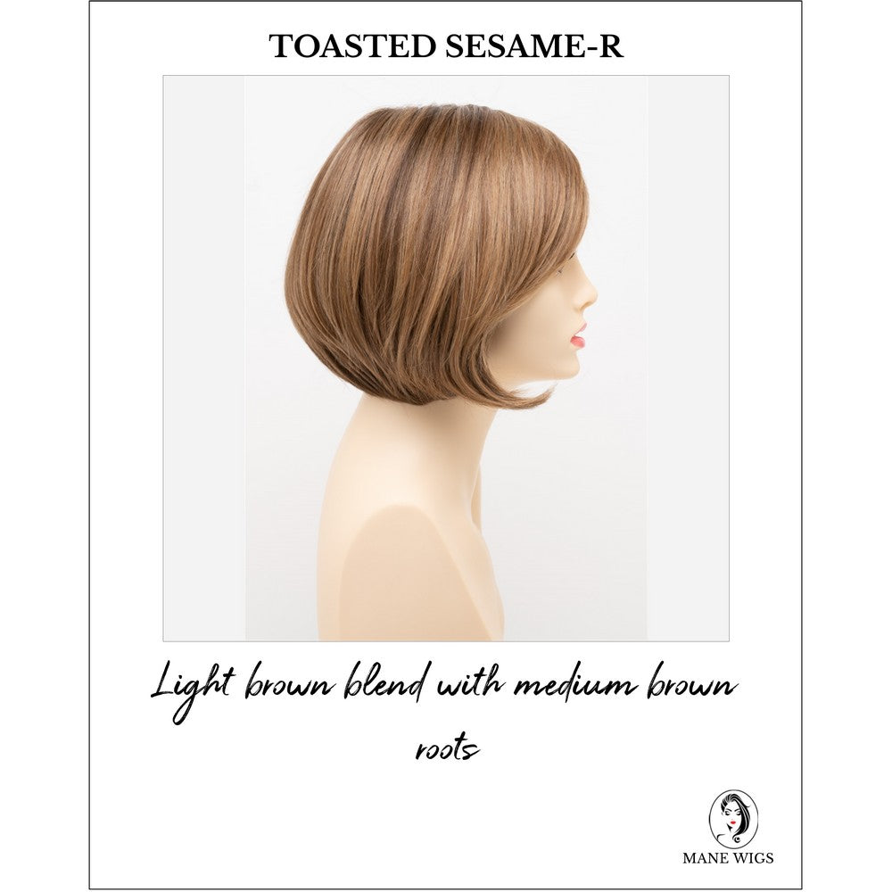 Shyla By Envy in Toasted Sesame-R-Light brown blend with medium brown roots