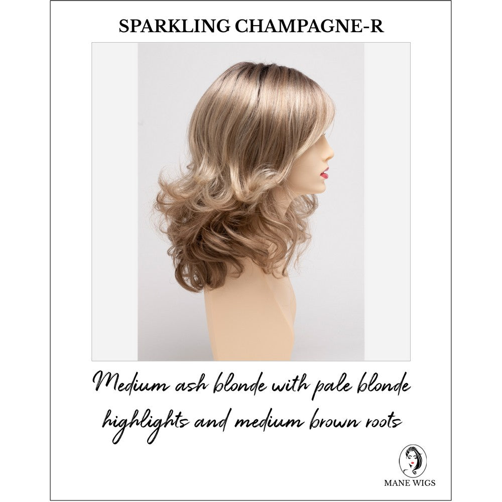 Sonia by Envy in Sparkling Champagne-R-Medium ash blonde with pale blonde highlights and medium brown roots