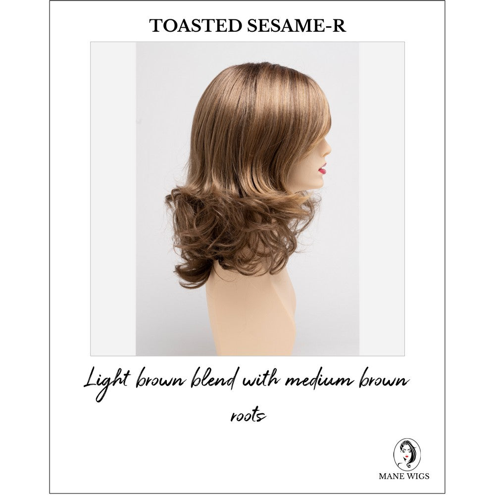 Sonia by Envy in Toasted Sesame-R-Light brown blend with medium brown roots