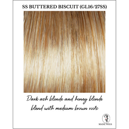 SS Buttered Biscuit (GL16/27Ss)-Dark ash blonde and honey blonde blend with medium brown roots