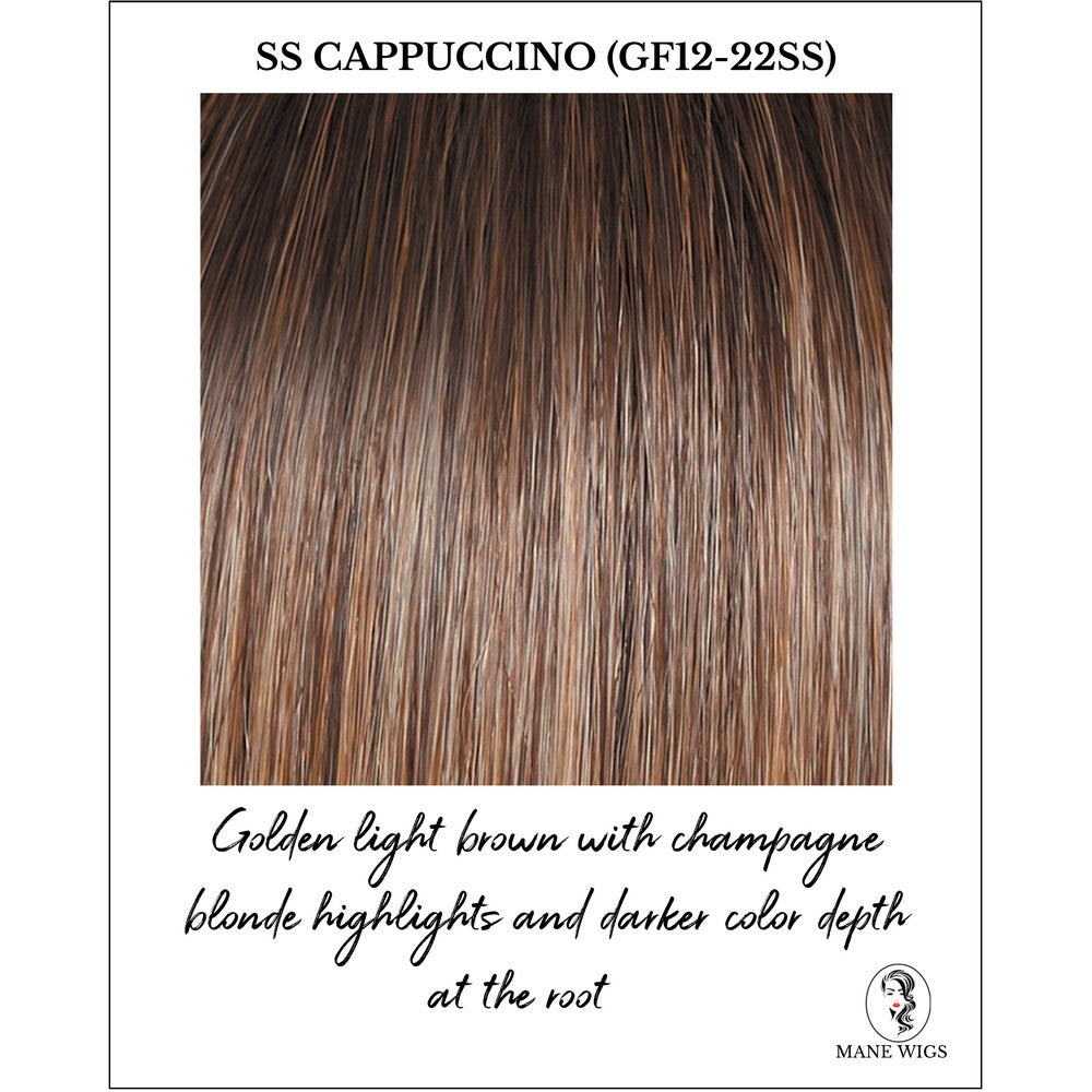 SS Cappuccino (GF12-22SS)-Golden light brown with champagne blonde highlights and darker color depth at the root
