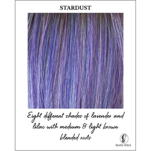 Stardust-Eight different shades of lavender and lilac with medium & light brown blended roots