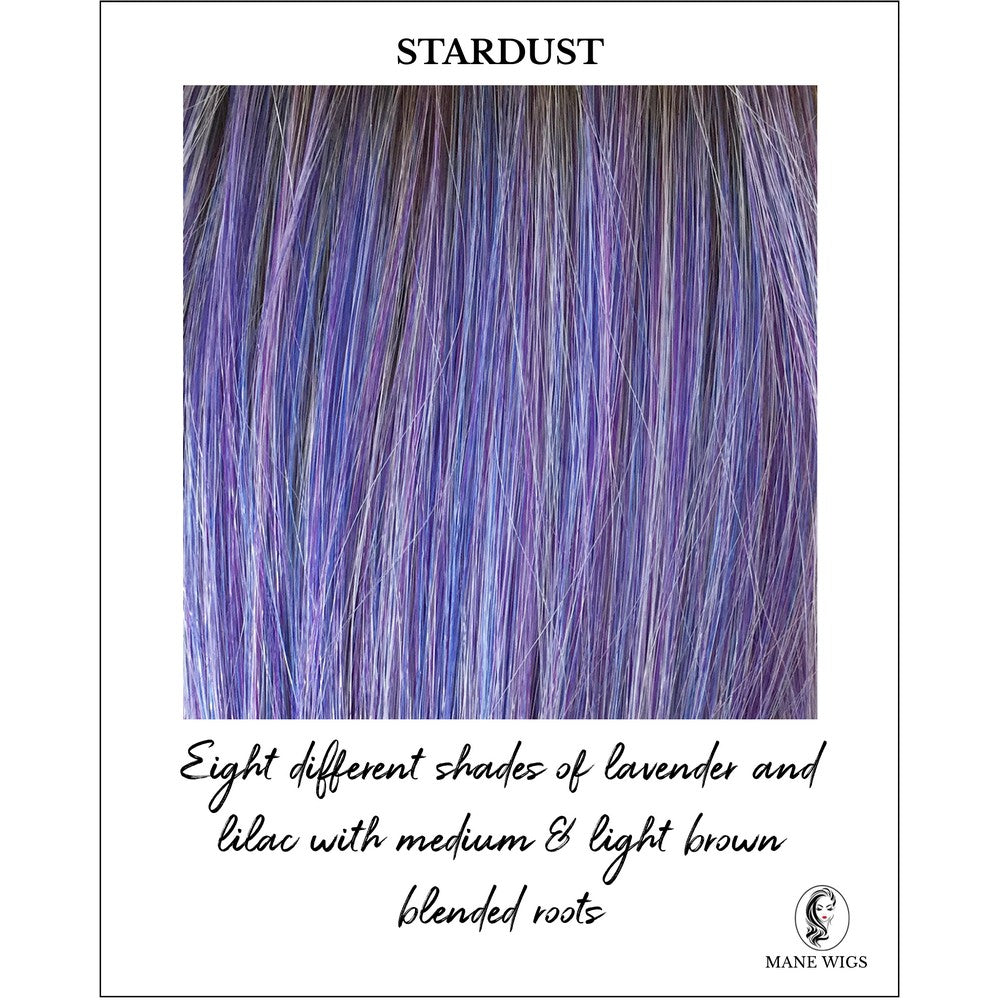 Stardust-Eight different shades of lavender and lilac with medium & light brown blended roots