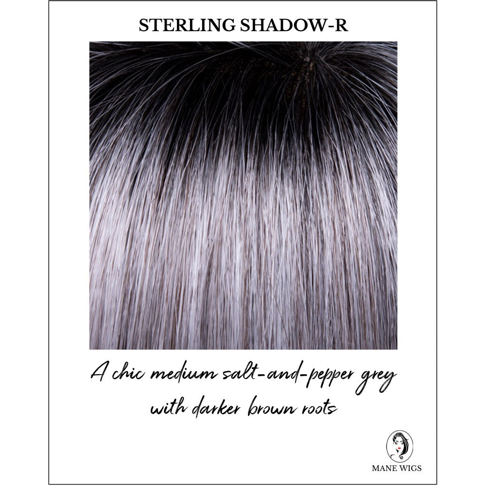 Sterling Shadow-R-A chic medium salt-and-pepper grey with darker brown roots