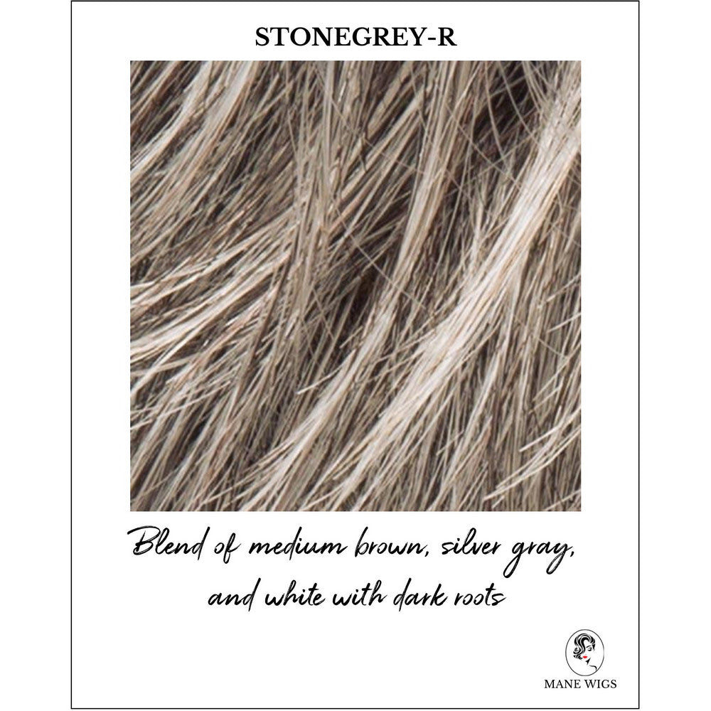 Stone Grey-R_Blend of medium brown, silver gray, and white with dark roots
