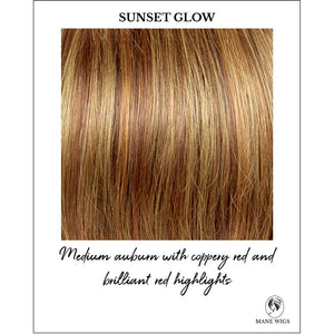 Sunset Glow-Medium auburn with coppery red and brilliant red highlights