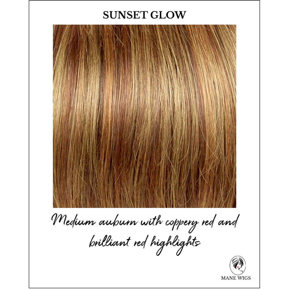 Sunset Glow-Medium auburn with coppery red and brilliant red highlights