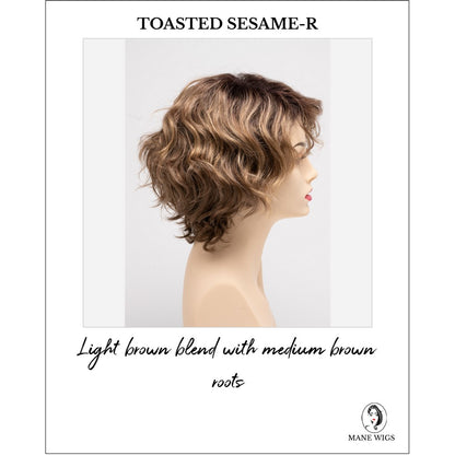 Suzi by Envy in Toasted Sesame-R-Light brown blend with medium brown roots