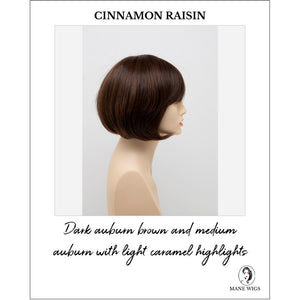 Tandi By Envy in Cinnamon Raisin-Dark auburn brown and medium auburn with light caramel highlights