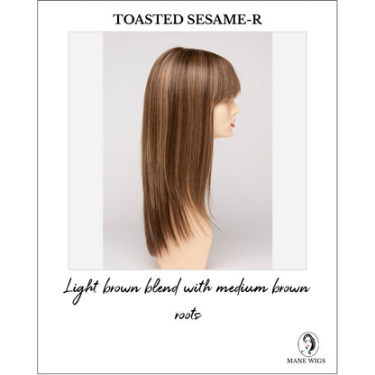 Taryn By Envy in Toasted Sesame-R-Light brown blend with medium brown roots