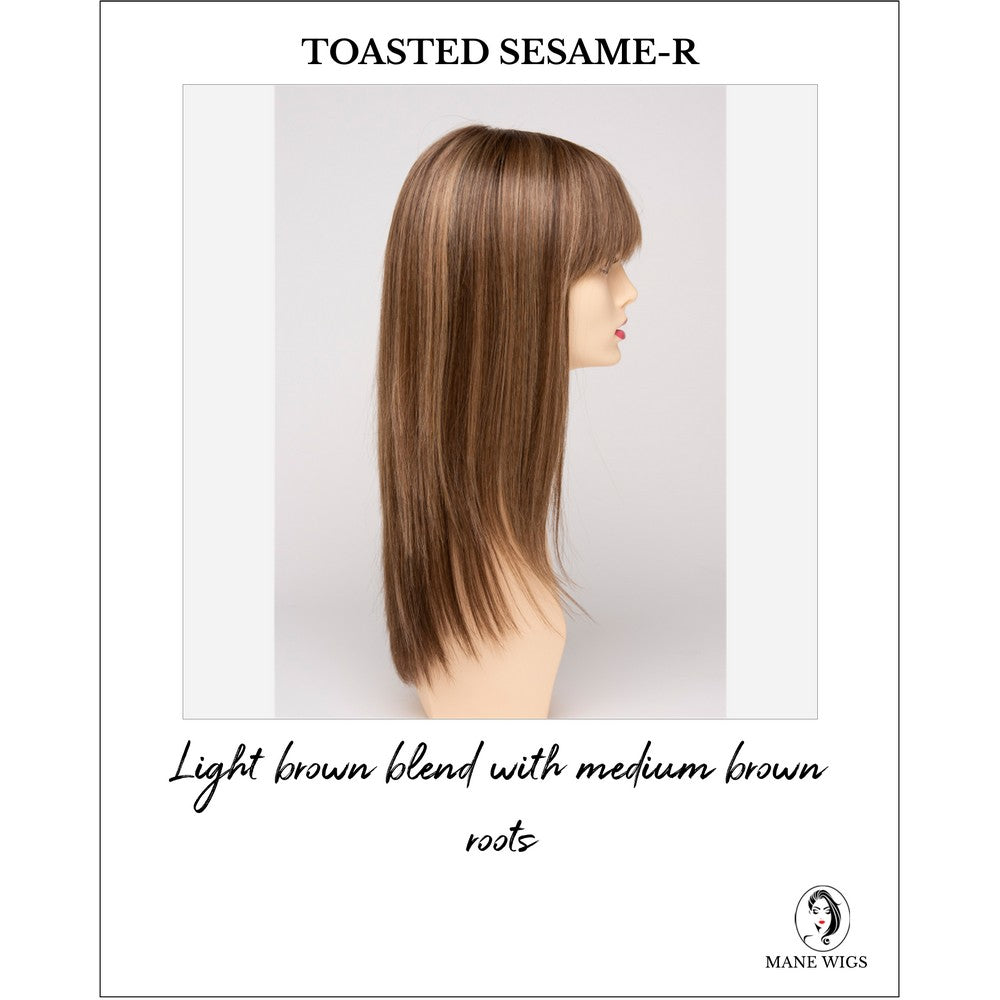 Taryn By Envy in Toasted Sesame-R-Light brown blend with medium brown roots