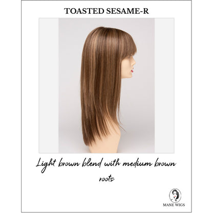 Taryn By Envy in Toasted Sesame-R-Light brown blend with medium brown roots