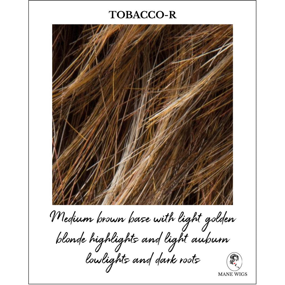 Tobacco-R_Medium brown base with light golden blonde highlights and light auburn lowlights and dark roots