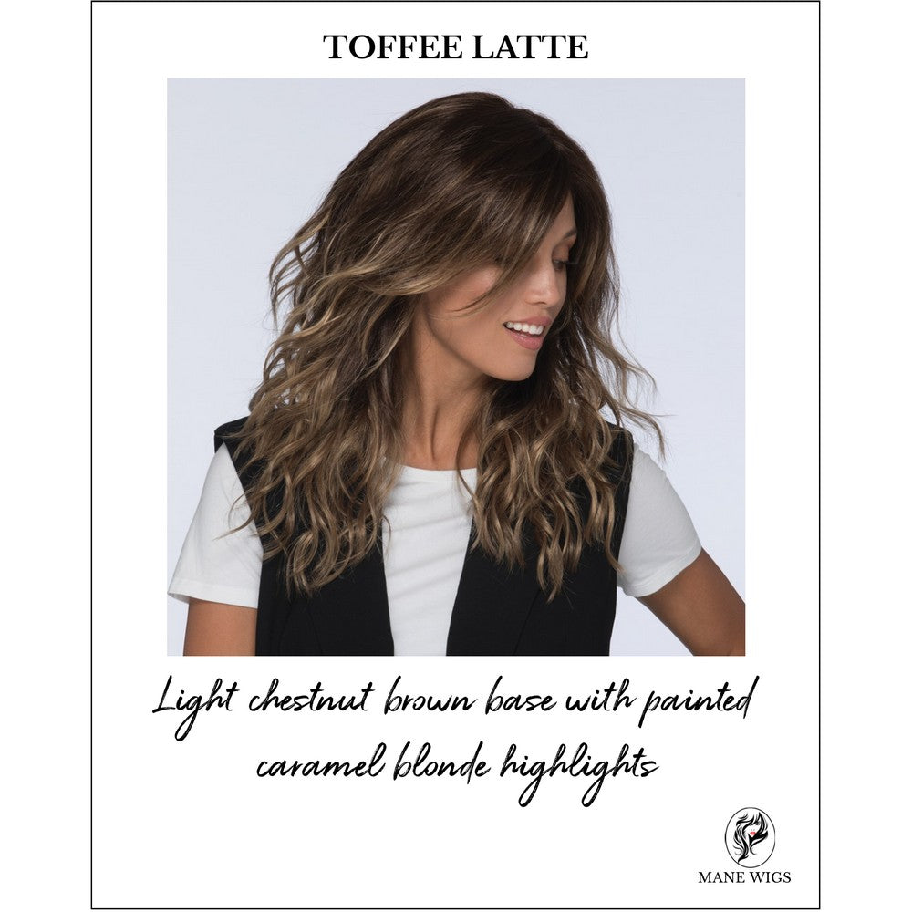 Verona wig by Estetica in TOFFEE LATTE-Light chestnut brown base with painted caramel blonde highlights